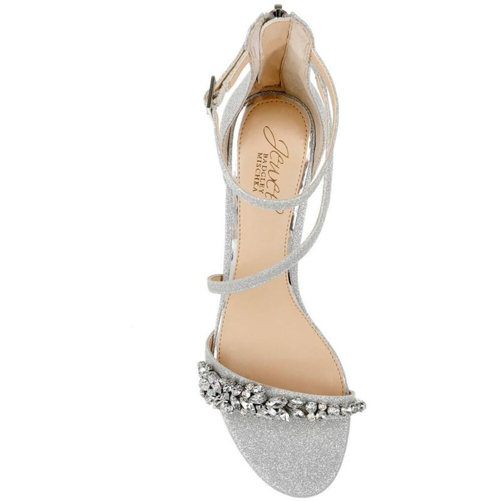 Jewel Badgley Mischka Womens Dalezya Silver Rhinestones Heels Shoes